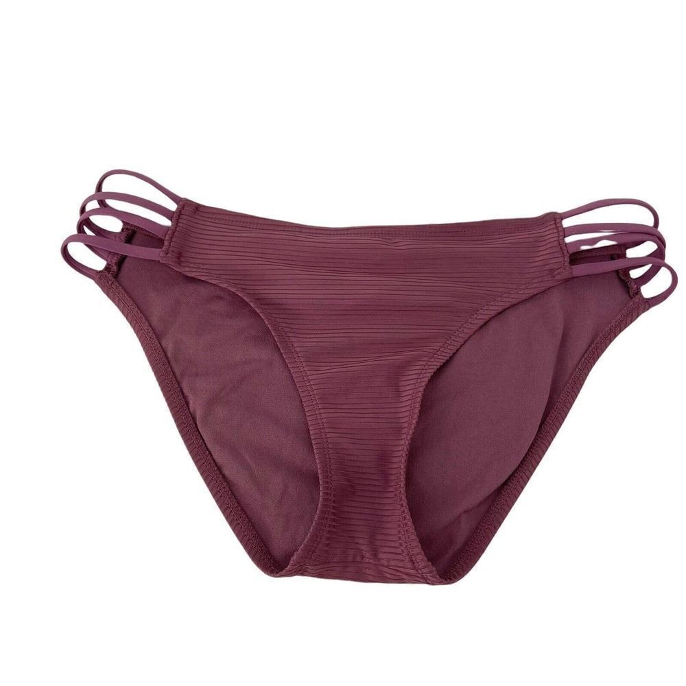 Mauve Bikini Bottom Womens Size M Ribbed Ladder Side Hip Straps Mossimo Swimwear
